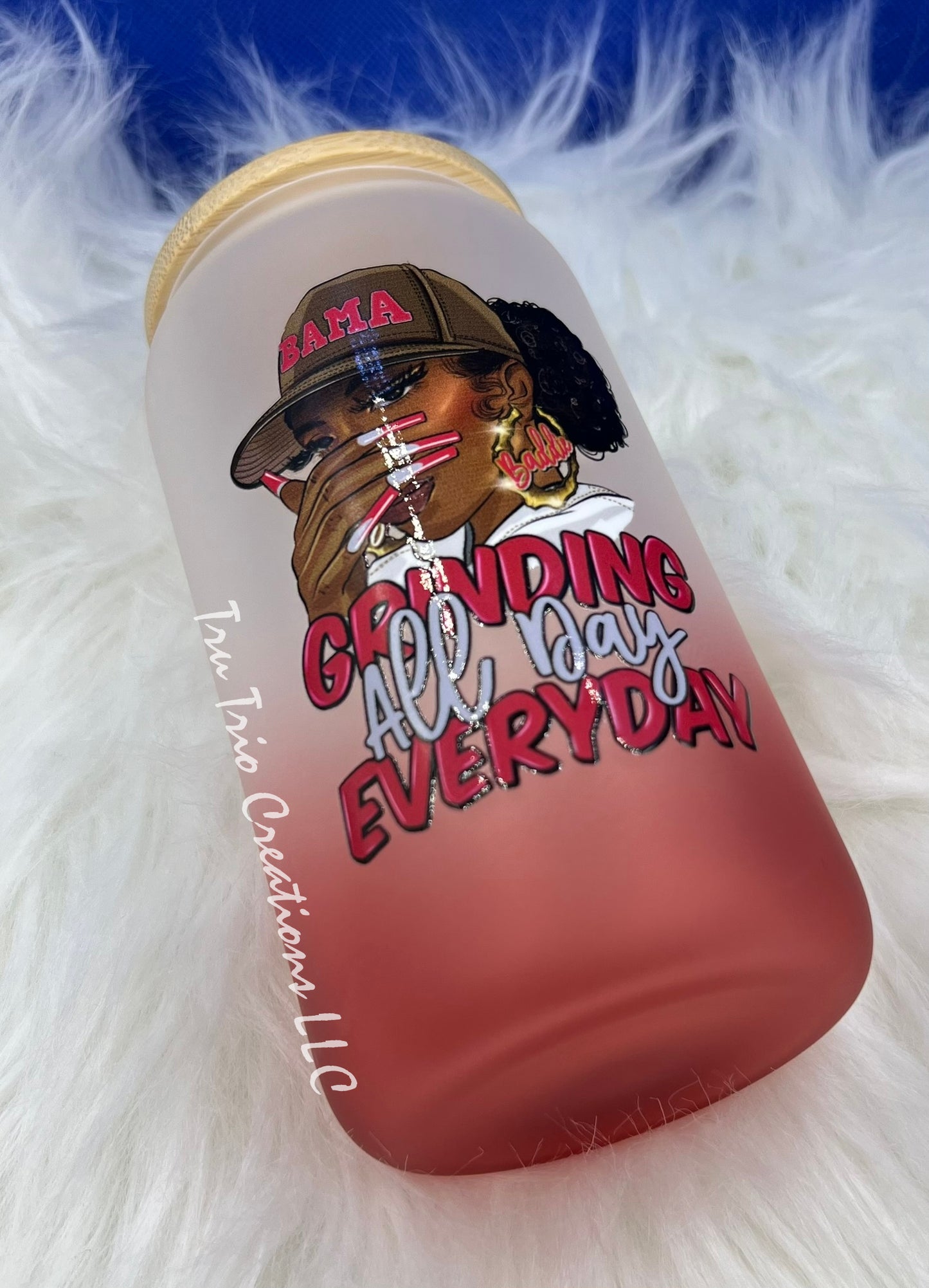 Grinding All Day Red Glass Can Tumbler