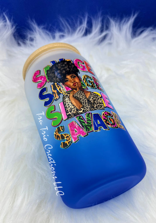 Savage Girl Glass Can Tumbler